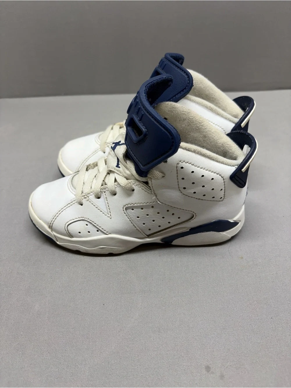 Jordan Kids White and Navy High-Top Sneakers